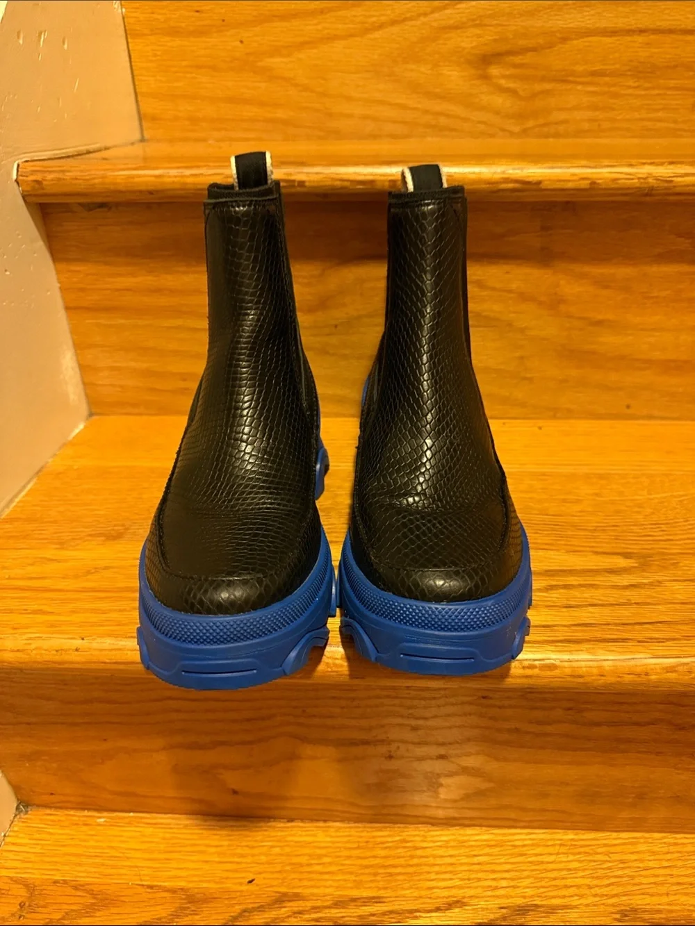 Sorel Black and Blue Waterproof Chelsea Rain Boots